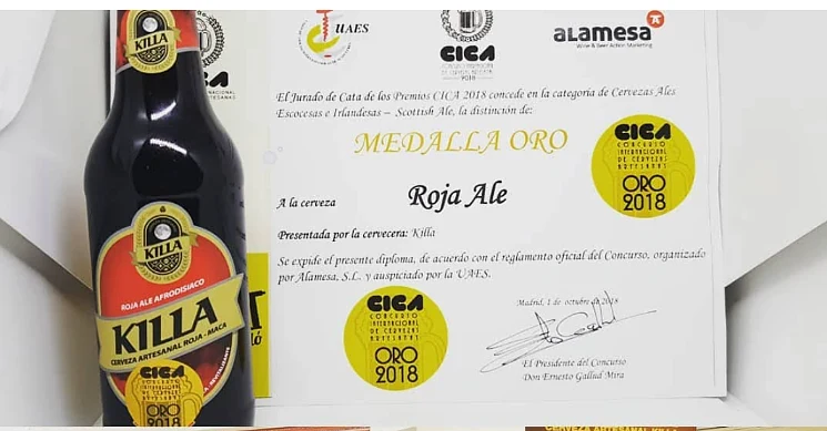 Diploma de Medalla de Oro CICA 2018 de la Roja Ale Killa